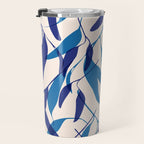Gum leaves pattern in blue Travel Mug Gallery Image 3