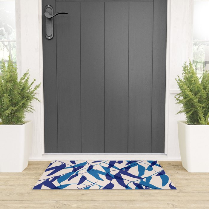 Gum leaves pattern in blue Welcome Mat Gallery Image 3