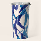Gum leaves pattern in blue Travel Mug Gallery Image 2