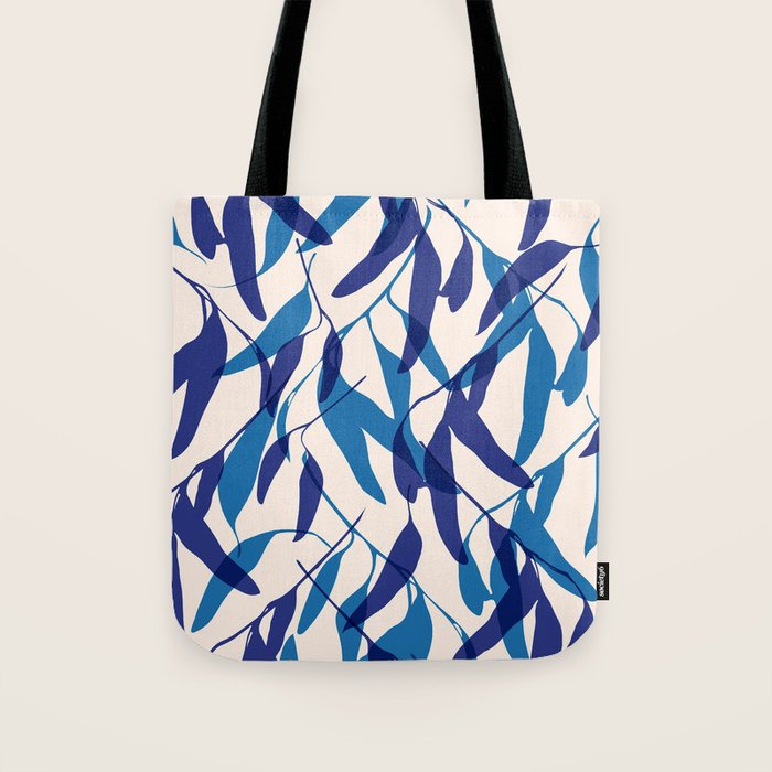 Gum leaves pattern in blue Tote Bag Gallery Image 1