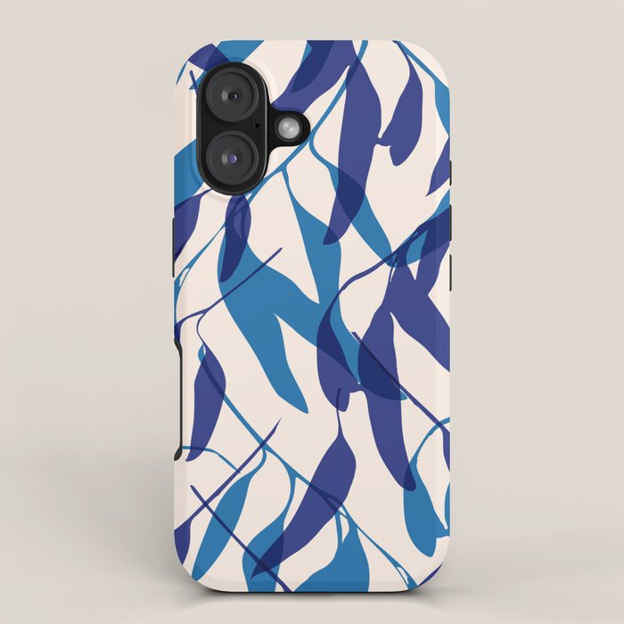 Gum leaves pattern in blue iPhone Case Gallery Image 1