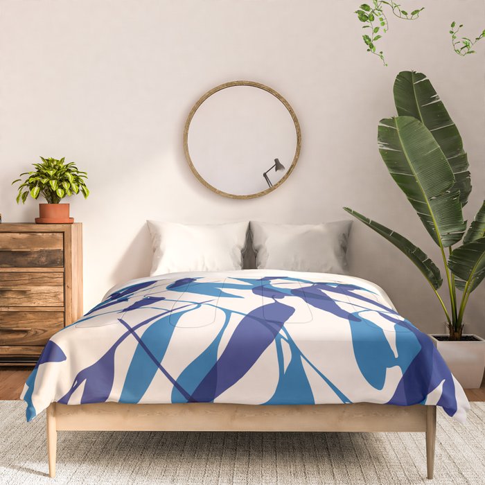 Gum leaves pattern in blue Comforter Gallery Image 3