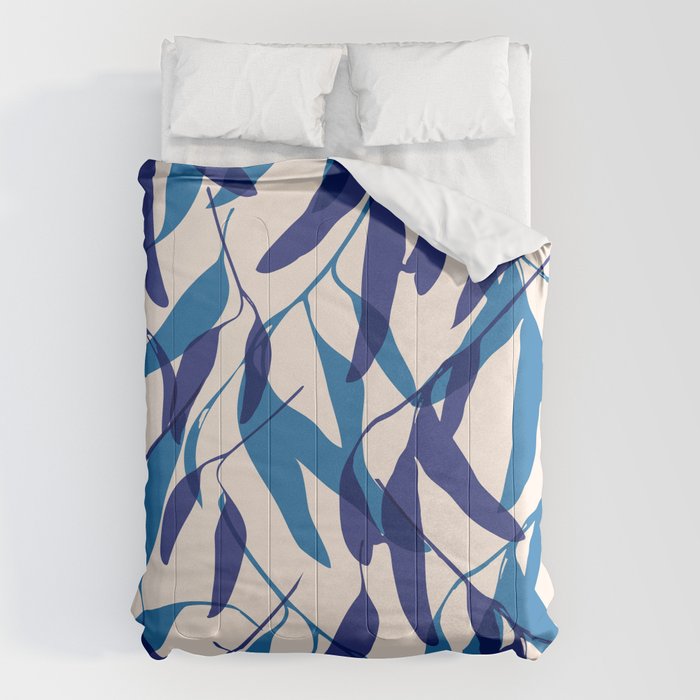Gum leaves pattern in blue Comforter Gallery Image 6