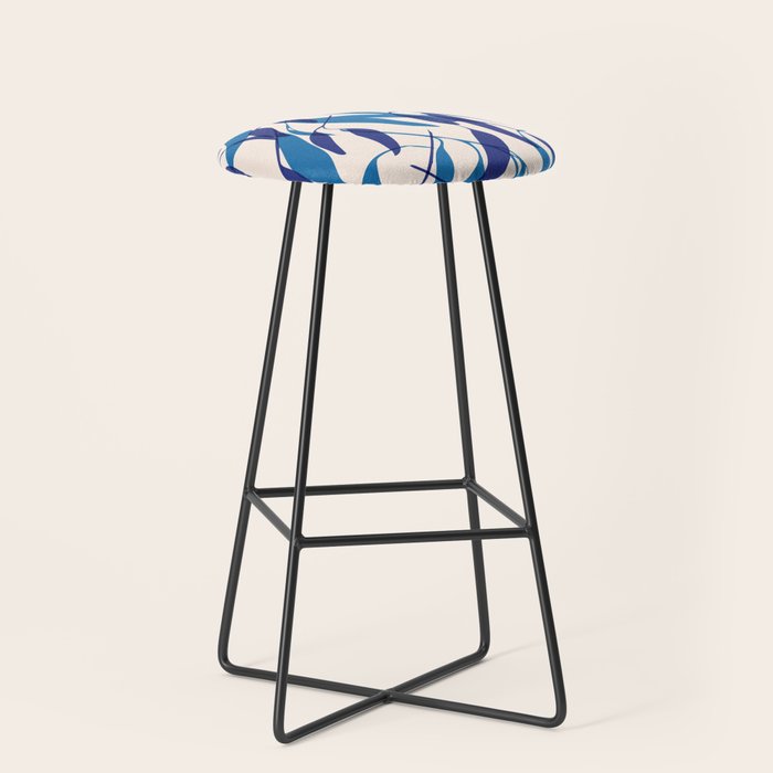Gum leaves pattern in blue Stool Gallery Image 1