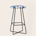 Gum leaves pattern in blue Stool Gallery Image 1