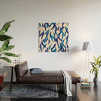Gum leaves pattern in blue Wood Wall Art Gallery Image 2