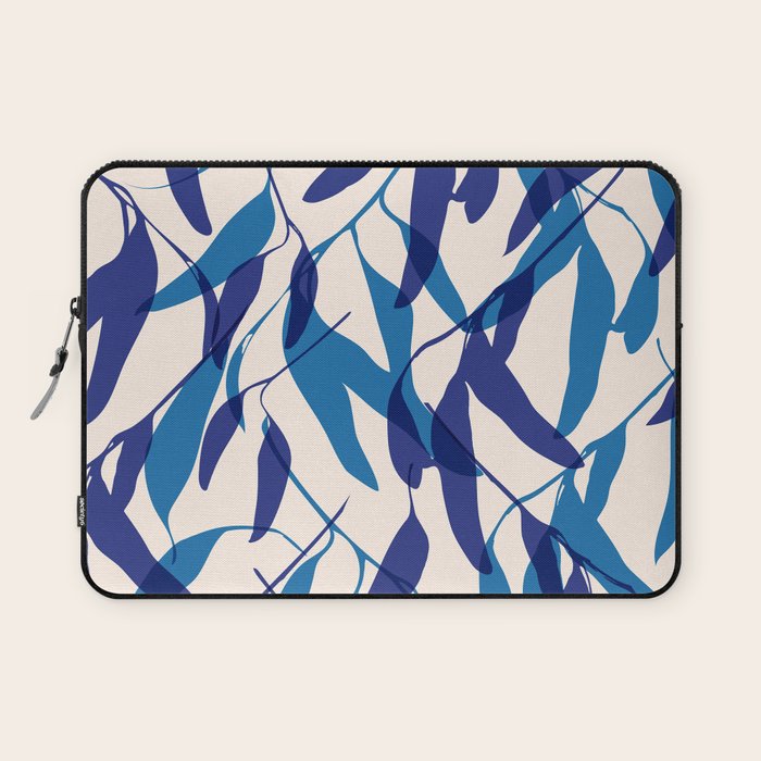 Gum leaves pattern in blue Laptop Sleeve Gallery Image 1