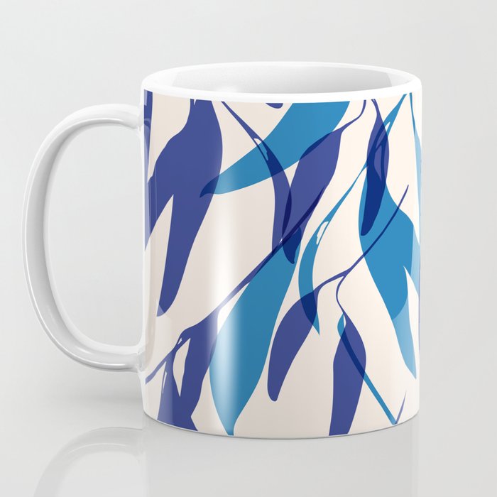 Gum leaves pattern in blue Coffee Mug Gallery Image 3