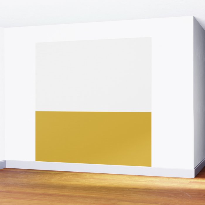 Mustard Yellow and White Solid Color Block Wall Mural Gallery Image 2