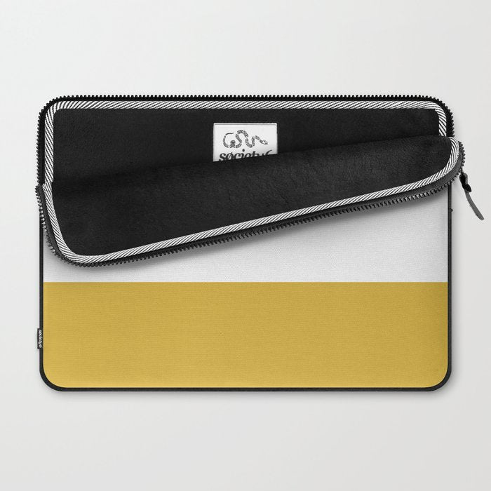 Mustard Yellow and White Solid Color Block Laptop Sleeve Gallery Image 2