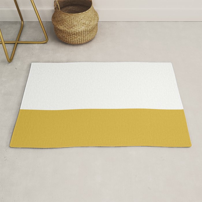 Mustard Yellow and White Solid Color Block Rug Gallery Image 1