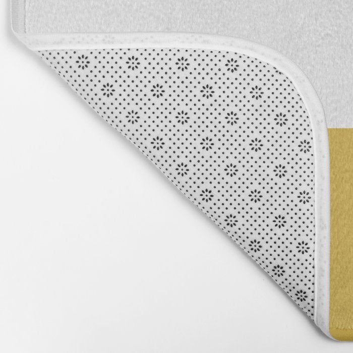Mustard Yellow and White Solid Color Block Bath Mat Gallery Image 2