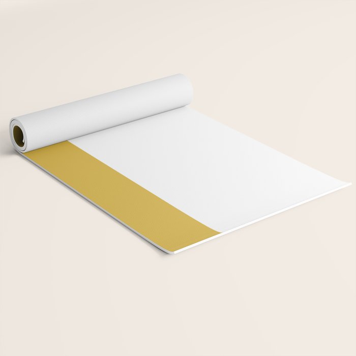 Mustard Yellow and White Solid Color Block Yoga Mat Gallery Image 2
