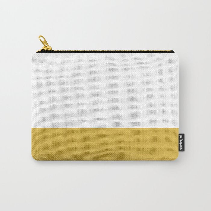 Mustard Yellow and White Solid Color Block Carry All Pouch Gallery Image 1
