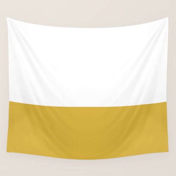 Mustard Yellow and White Solid Color Block Wall Tapestry Gallery Image 4