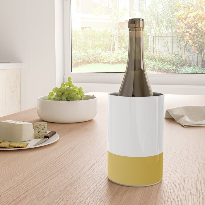Mustard Yellow and White Solid Color Block Wine Chiller Gallery Image 4