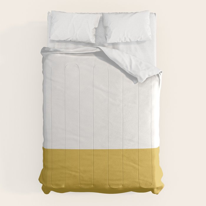 Mustard Yellow and White Solid Color Block Comforter Gallery Image 1