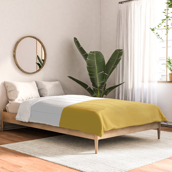 Mustard Yellow and White Solid Color Block Comforter Gallery Image 2