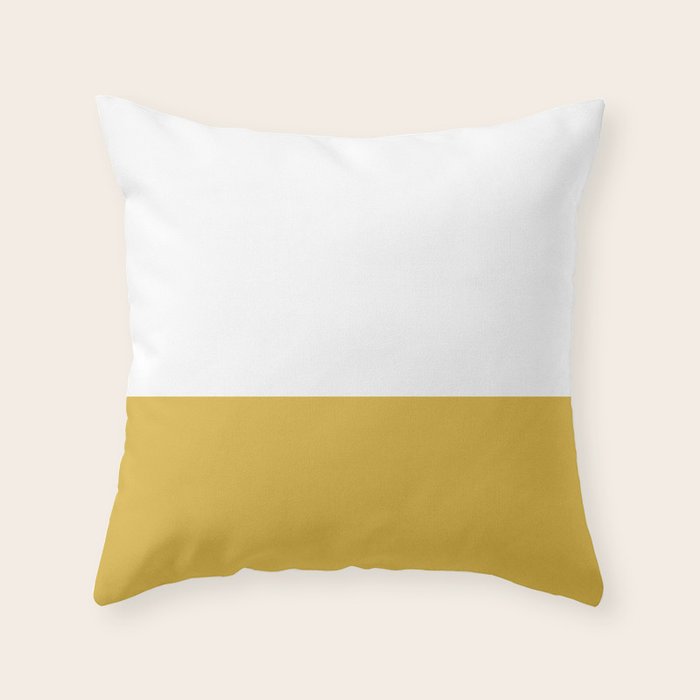Mustard Yellow and White Solid Color Block Throw Pillow Gallery Image 6