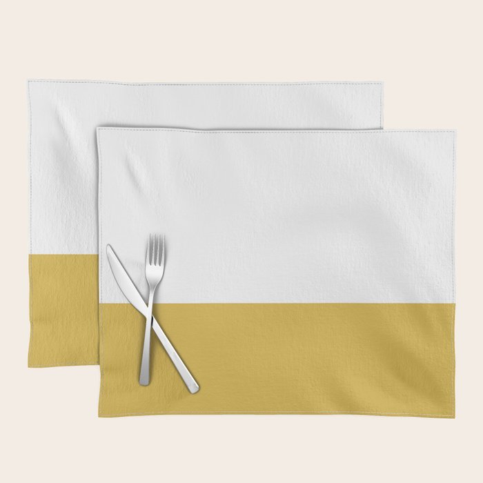 Mustard Yellow and White Solid Color Block Placemat Gallery Image 1