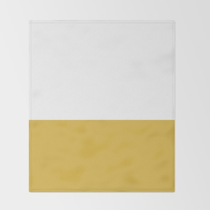Mustard Yellow and White Solid Color Block Throw Blanket Gallery Image 2