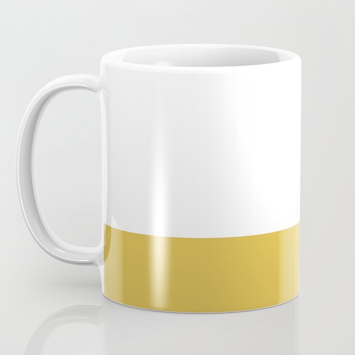 Mustard Yellow and White Solid Color Block Coffee Mug Gallery Image 3