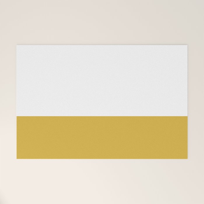 Mustard Yellow and White Solid Color Block Welcome Mat Gallery Image 1