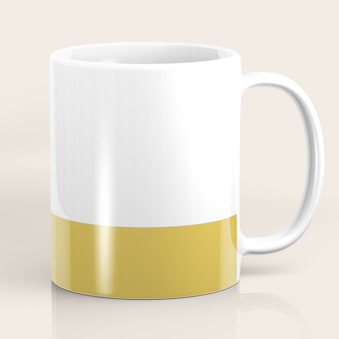 Mustard Yellow and White Solid Color Block Coffee Mug Gallery Image 1