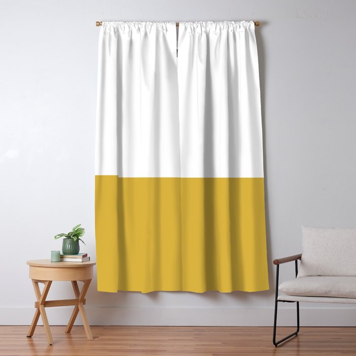 Mustard Yellow and White Solid Color Block Window Curtain Gallery Image 5