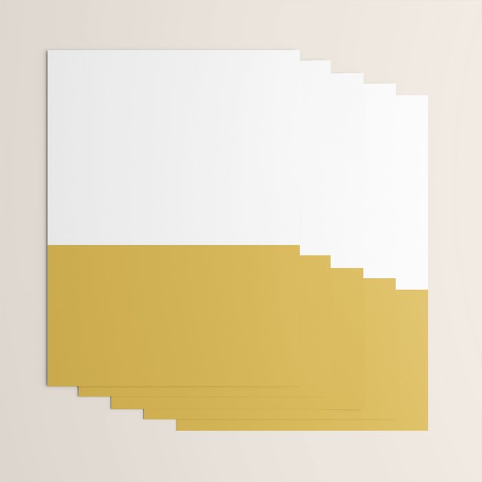 Mustard Yellow and White Solid Color Block Wrapping Paper Gallery Image 3