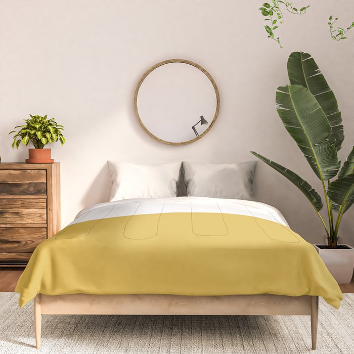 Mustard Yellow and White Solid Color Block Comforter Gallery Image 3