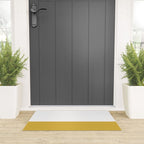 Mustard Yellow and White Solid Color Block Welcome Mat Gallery Image 3