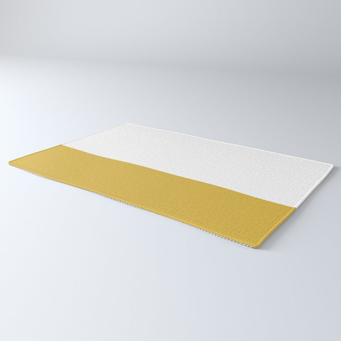 Mustard Yellow and White Solid Color Block Rug Gallery Image 3
