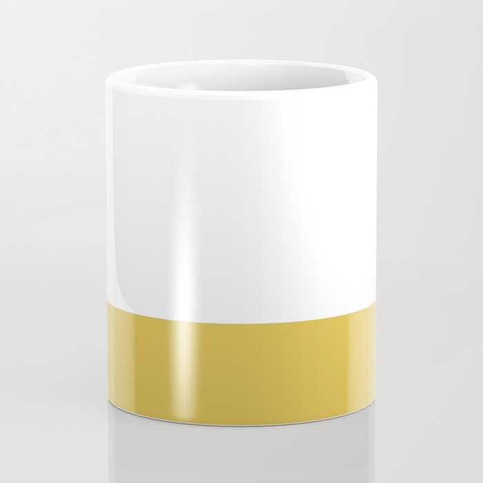 Mustard Yellow and White Solid Color Block Coffee Mug Gallery Image 4