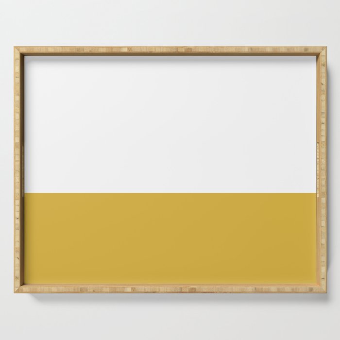 Mustard Yellow and White Solid Color Block Serving Tray Gallery Image 1