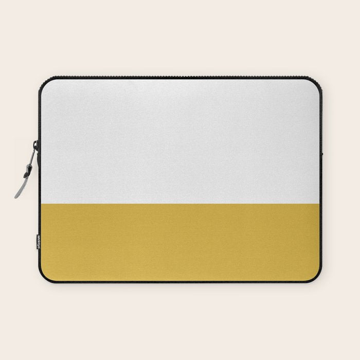 Mustard Yellow and White Solid Color Block Laptop Sleeve Gallery Image 1