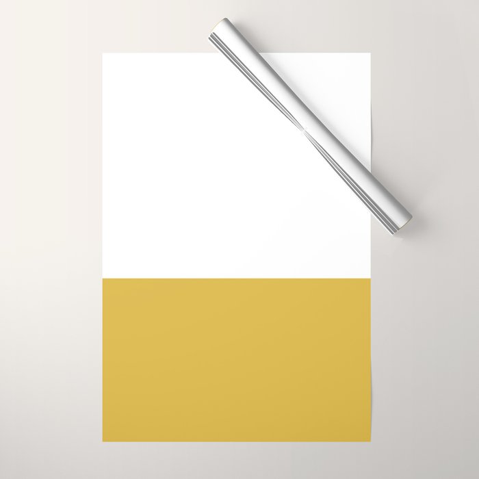 Mustard Yellow and White Solid Color Block Wrapping Paper Gallery Image 1