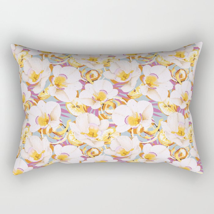 Lemons among the exotic flowers 4 Rectangular Pillow Gallery Image 2