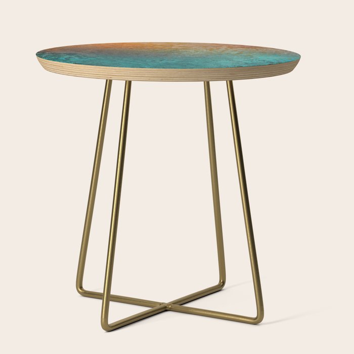 Teal and Copper Rust in Vintage Aesthetic Grunge Side Table Gallery Image 1