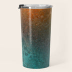Teal and Copper Rust in Vintage Aesthetic Grunge Travel Mug Gallery Image 3