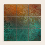 Teal and Copper Rust in Vintage Aesthetic Grunge Wood Wall Art Gallery Image 1