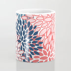 Modern Floral Prints, Coral and Navy Coffee Mug Gallery Image 4