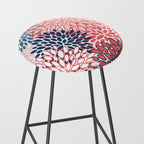 Modern Floral Prints, Coral and Navy Stool Gallery Image 2