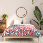 Modern Floral Prints, Coral and Navy Comforter Gallery Image 3