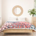 Modern Floral Prints, Coral and Navy Duvet Cover Gallery Image 3
