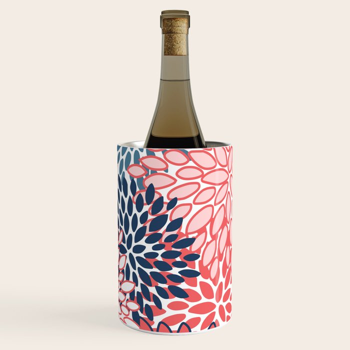 Modern Floral Prints, Coral and Navy Wine Chiller Gallery Image 1