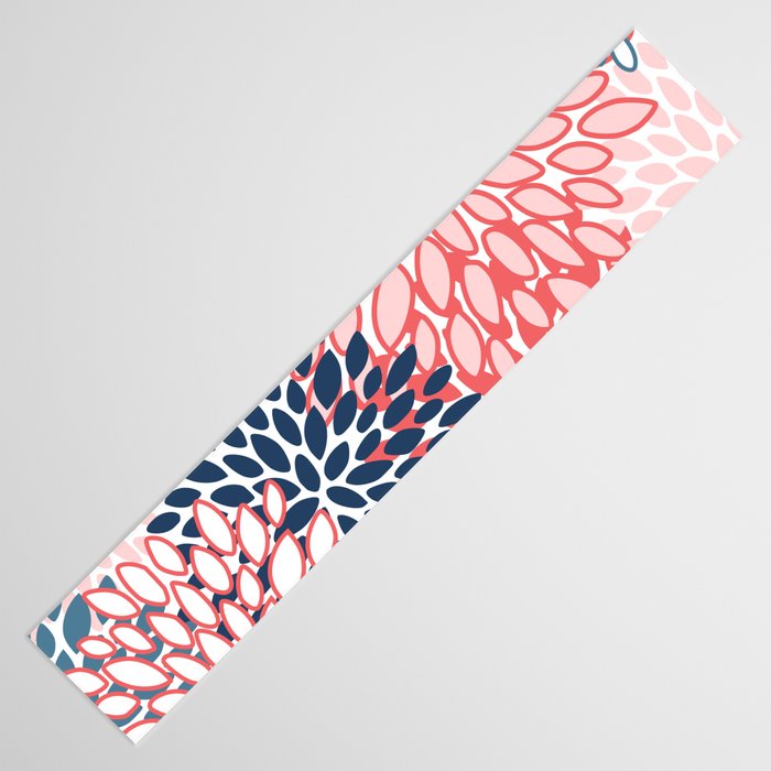 Modern Floral Prints, Coral and Navy Table Runner Gallery Image 3