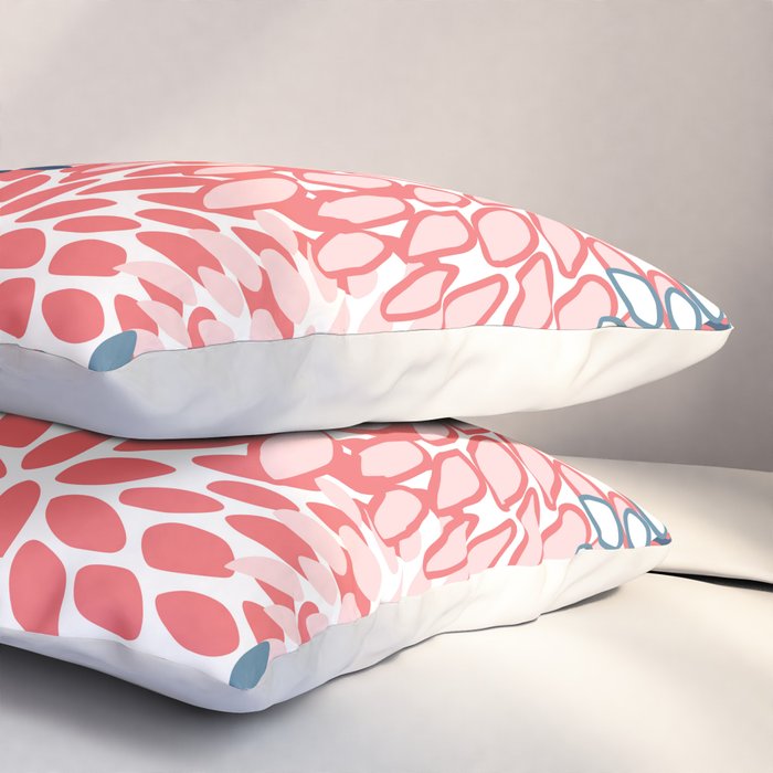 Modern Floral Prints, Coral and Navy Pillow Sham Gallery Image 3