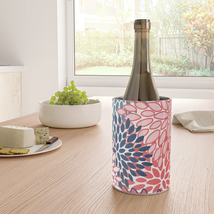 Modern Floral Prints, Coral and Navy Wine Chiller Gallery Image 4