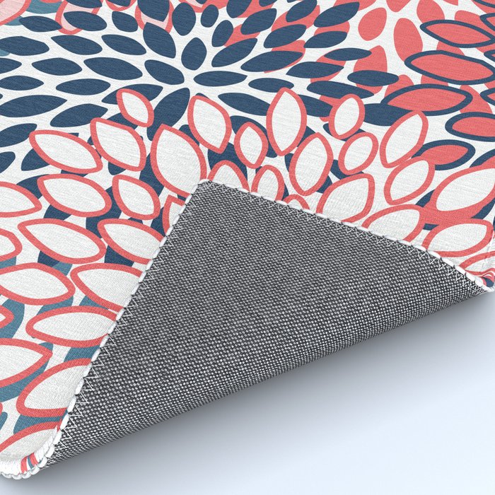 Modern Floral Prints, Coral and Navy Rug Gallery Image 4